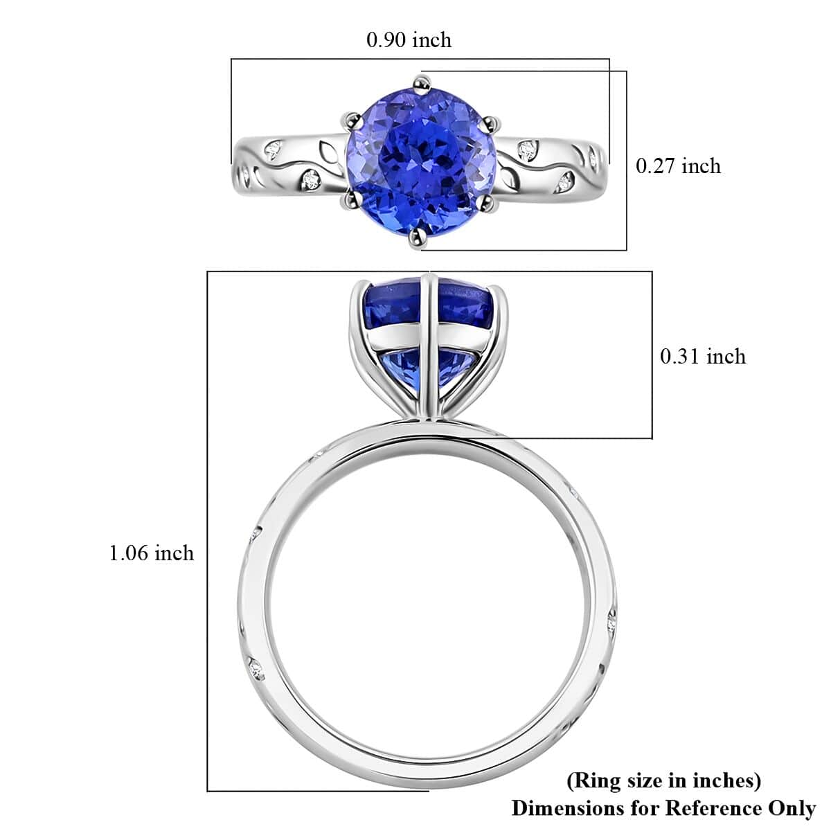 Certified & Appraised Rhapsody AAAA Tanzanite and E-F VS Diamond 2.50 ctw Ring in 950 Platinum (Size 7.0) 6.25 Grams image number 4