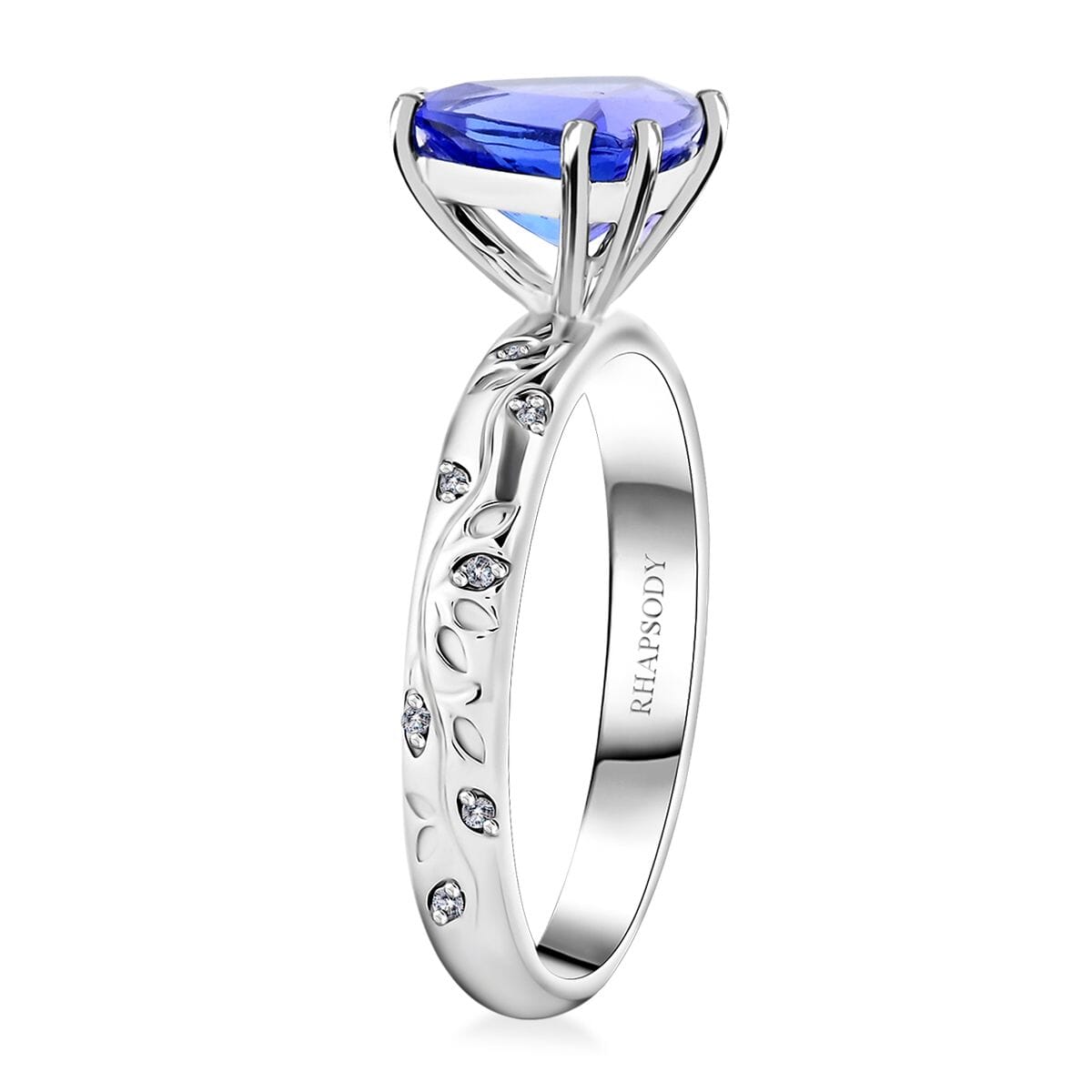 Certified & Appraised Rhapsody AAAA Tanzanite and E-F VS Diamond 2.40 ctw Ring in 950 Platinum (Size 7.0) 6.35 Grams image number 3