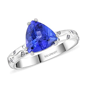 Certified & Appraised Rhapsody AAAA Tanzanite and E-F VS Diamond 2.40 ctw Ring in 950 Platinum (Size 10.0) 6.35 Grams