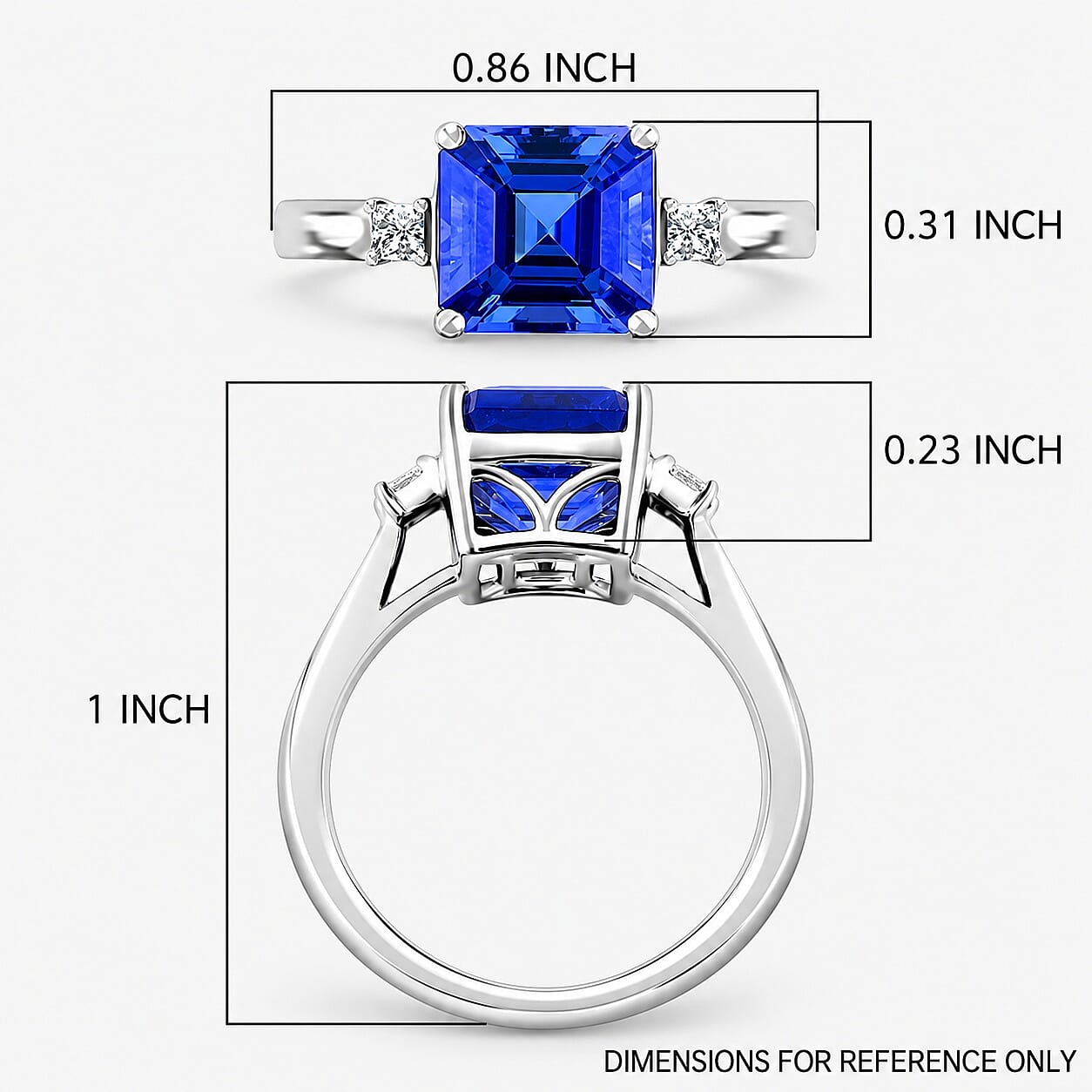 Certified & Appraised Rhapsody 950 Platinum Asscher Cut AAAA Tanzanite, Diamond (E-F, VS) Ring (Size 6.0) (5.55 g) 3.00 ctw