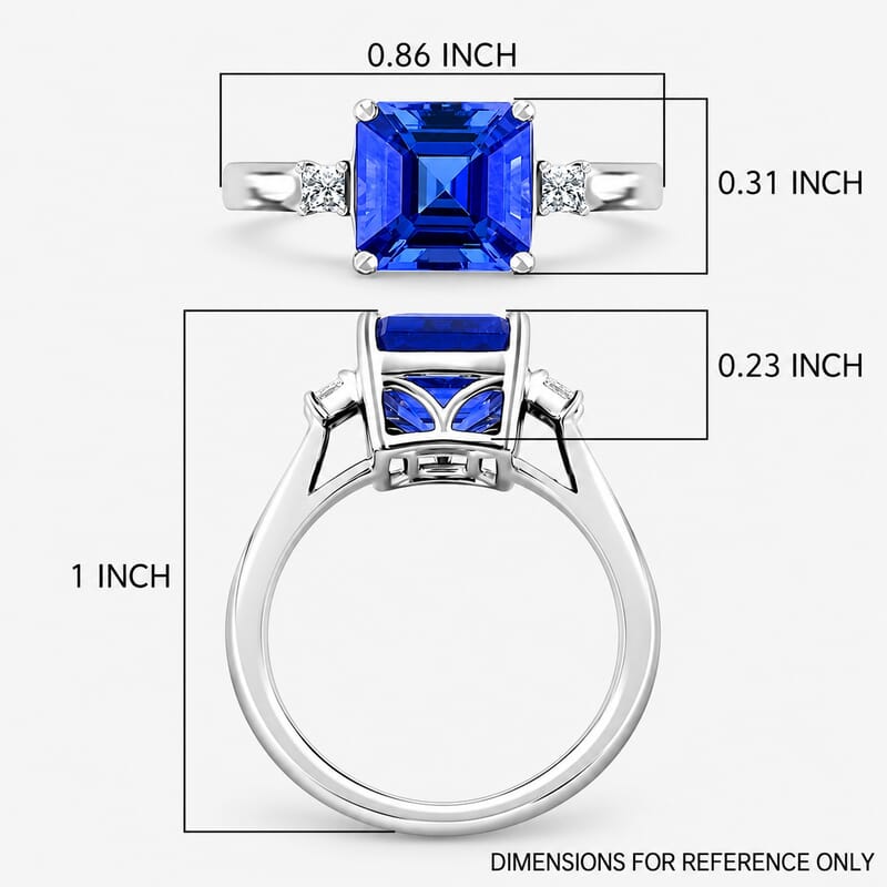 Certified & Appraised Rhapsody 950 Platinum Asscher Cut AAAA Tanzanite, Diamond (E-F, VS) Ring (Size 6.0) (5.55 g) 3.00 ctw