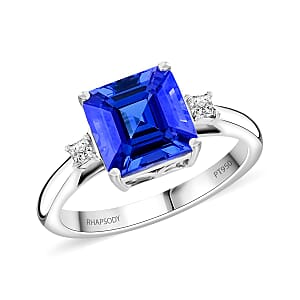Certified & Appraised Rhapsody Asscher Cut AAAA Tanzanite and E-F VS Diamond 3.00 ctw Ring in 950 Platinum (Size 7.0) 5.55 Grams