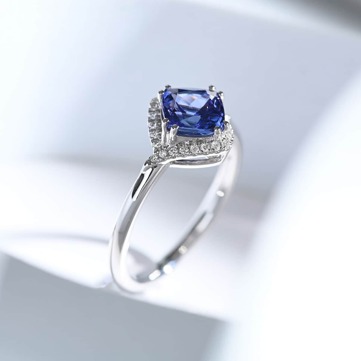 Certified & Appraised Rhapsody 950 Platinum AAAA Tanzanite and E-F VS Diamond Ring (Size 6.0) 5.60 Grams 2.00 ctw image number 1