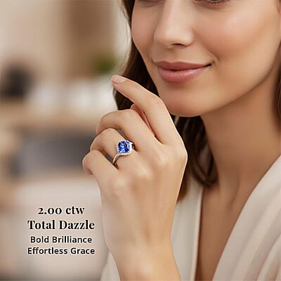 Certified & Appraised Rhapsody AAAA Tanzanite and E-F VS Diamond 2.00 ctw Ring in 950 Platinum (Size 6.0) 5.60 Grams
