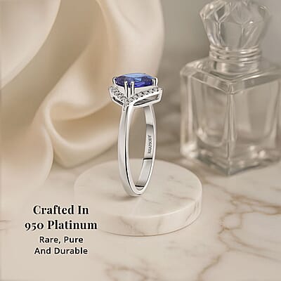 Certified & Appraised Rhapsody AAAA Tanzanite and E-F VS Diamond 2.00 ctw Ring in 950 Platinum (Size 6.0) 5.60 Grams