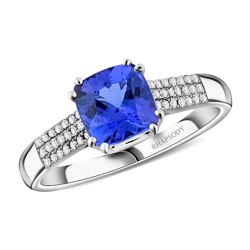 Certified & Appraised Rhapsody AAAA Tanzanite and E-F VS Diamond 2.00 ctw Ring in 950 Platinum (Size 6.0) 5.75 Grams