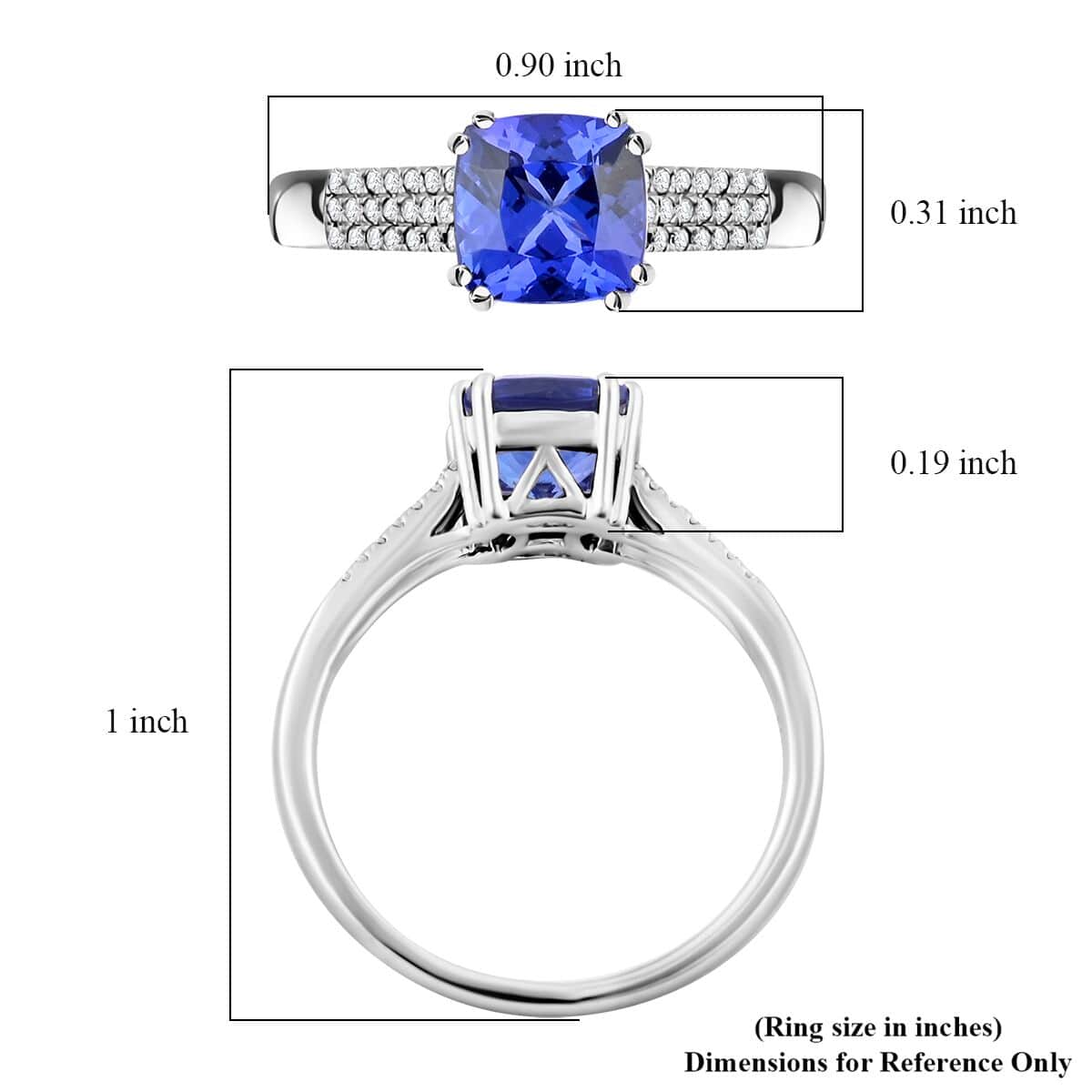 Certified & Appraised Rhapsody AAAA Tanzanite and E-F VS Diamond 2.00 ctw Ring in 950 Platinum (Size 7.0) 5.75 Grams image number 4