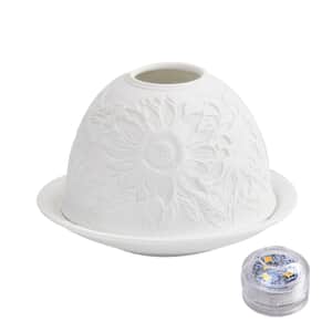 Sunflower and Butterfly Porcelain Candle Holder with LED light