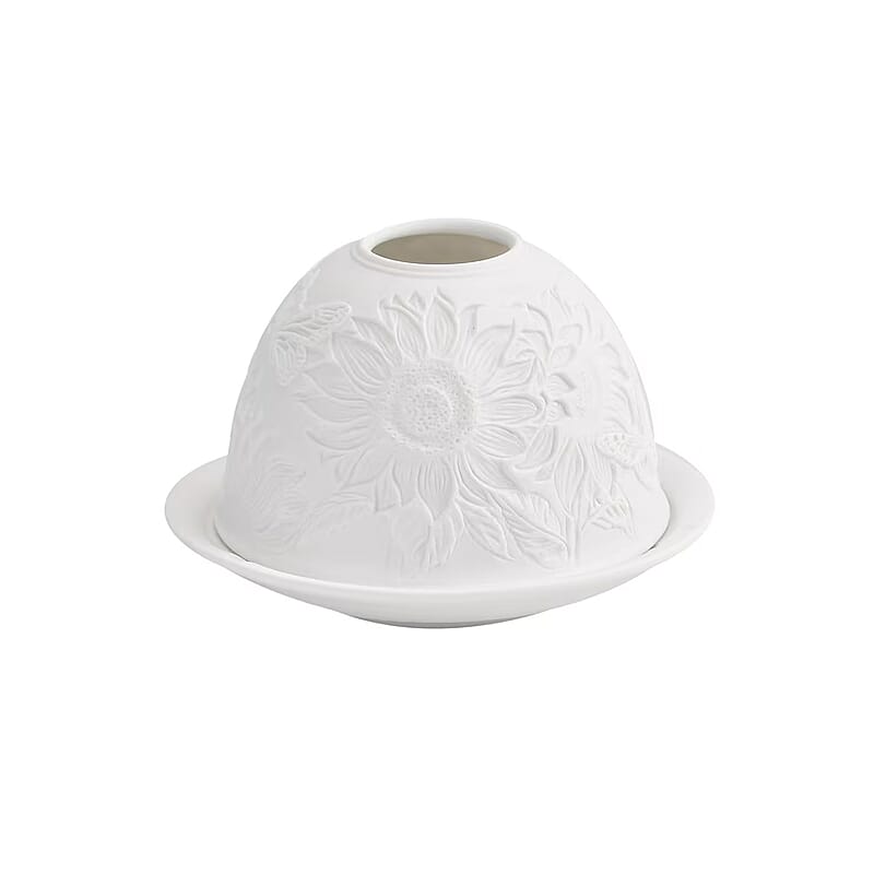 Sunflower and Butterfly Porcelain Candle Holder with LED light