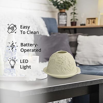 Sunflower and Butterfly Porcelain Candle Holder with LED light
