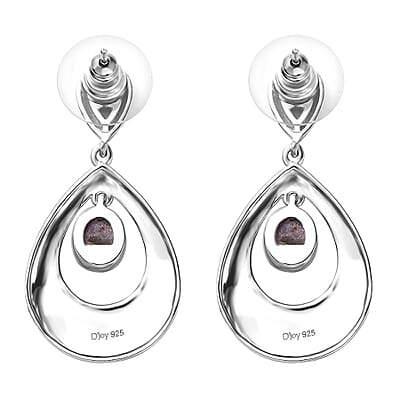 D'Joy Indian Star Ruby Drop Earrings in Rhodium Over Sterling Silver 3.10 ctw