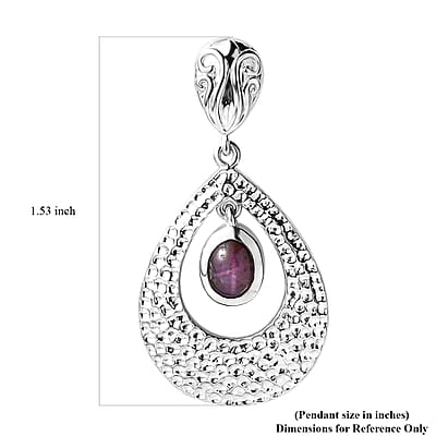 D'Joy Indian Star Ruby Drop Earrings in Rhodium Over Sterling Silver 3.10 ctw