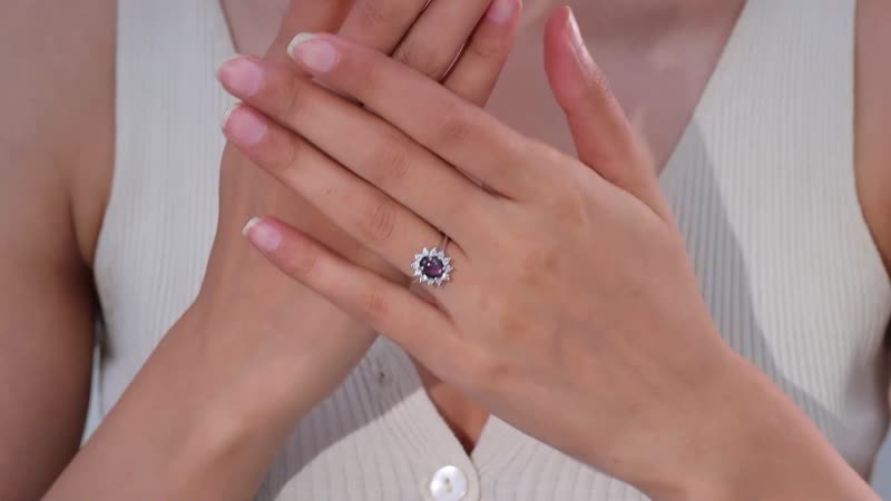 Indian Star Ruby and Moissanite Sunburst Ring in Rhodium Over Sterling Silver 2.65 ctw