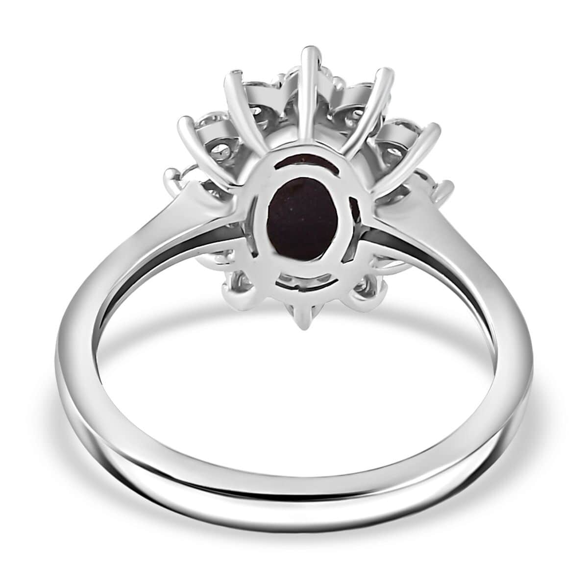 Indian Star Ruby and Moissanite Shining Star Ring in Rhodium Over Sterling Silver (Size 7.0) 2.65 ctw image number 4