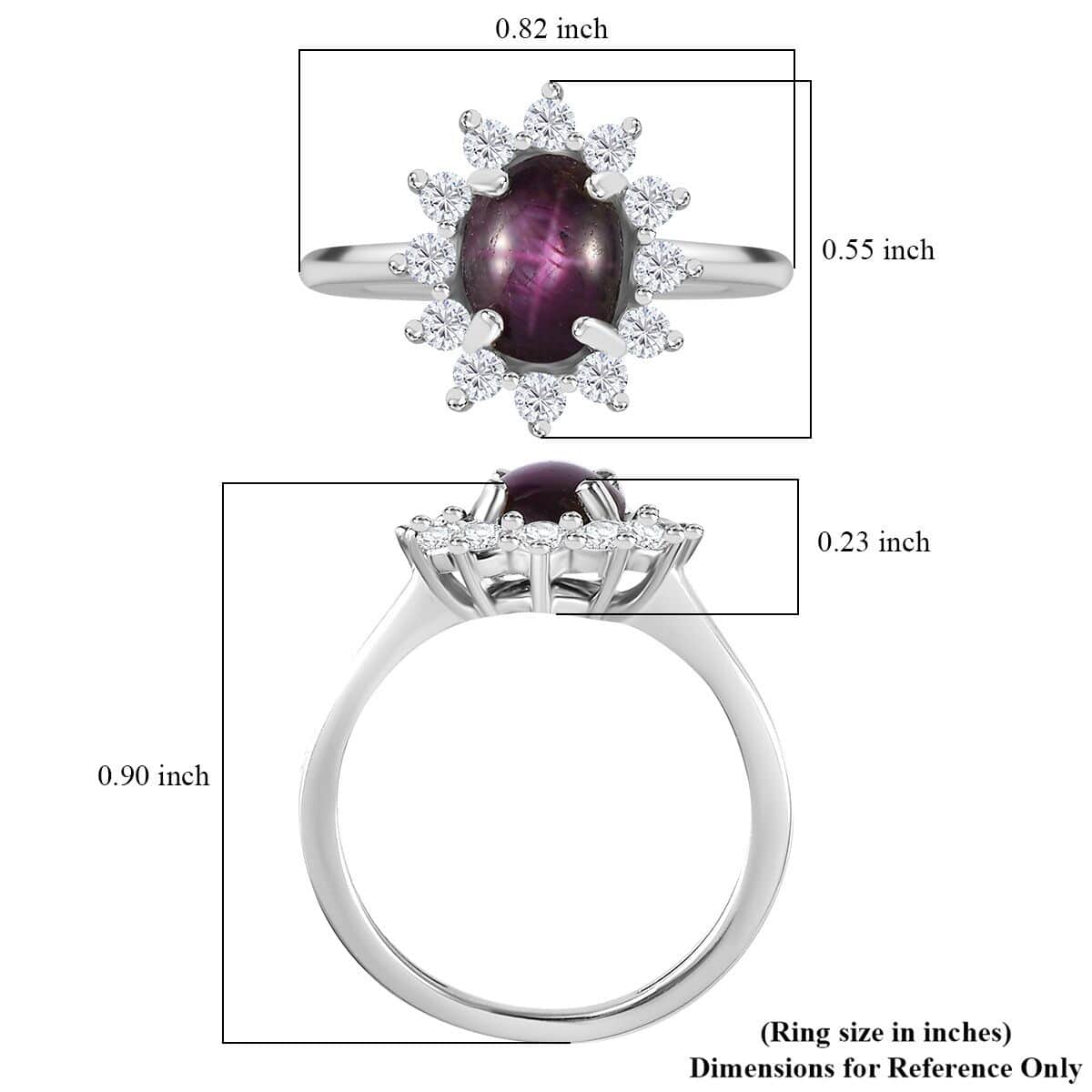 Indian Star Ruby and Moissanite Shining Star Ring in Rhodium Over Sterling Silver (Size 7.0) 2.65 ctw image number 5