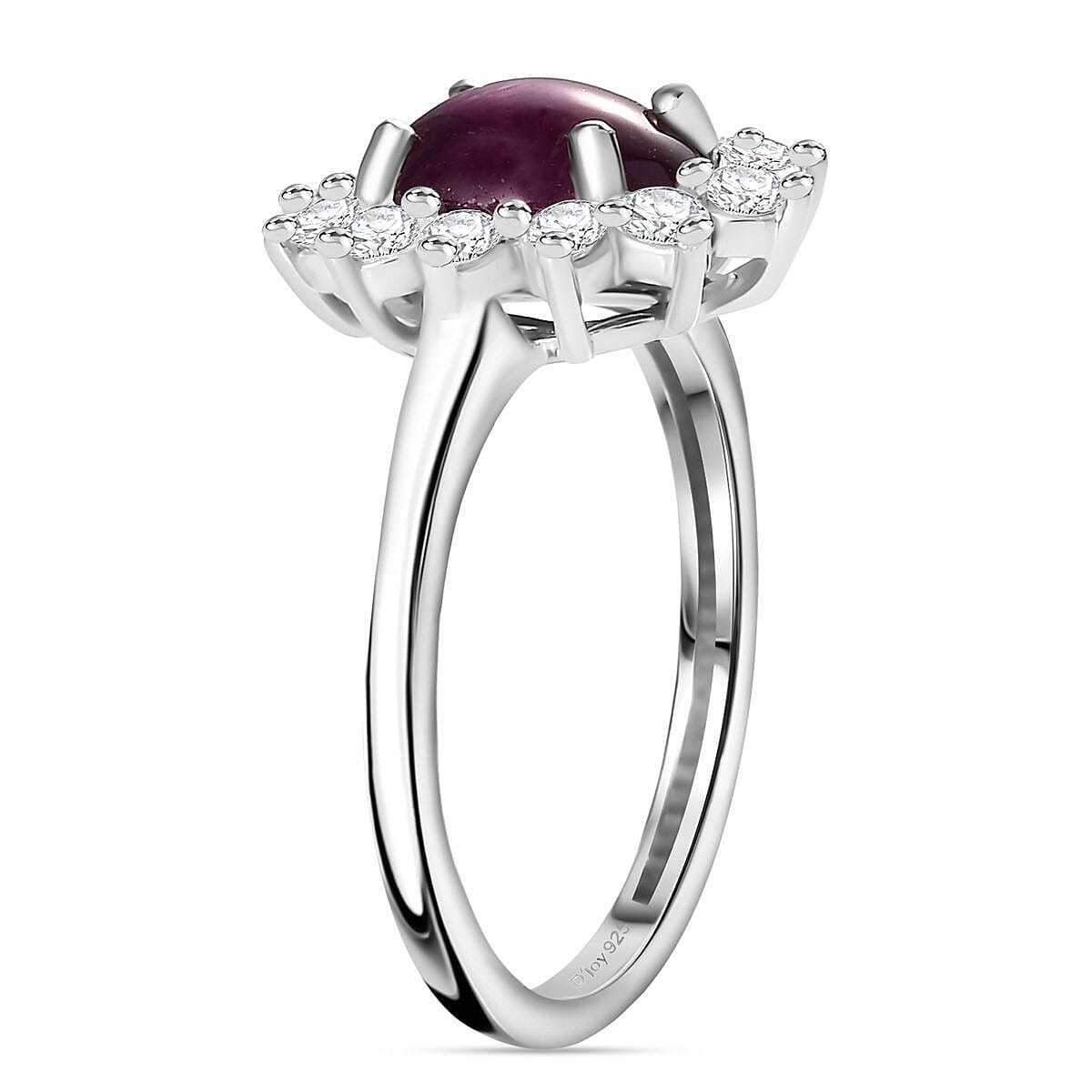 Indian Star Ruby and Moissanite Shining Star Ring in Rhodium Over Sterling Silver (Size 8.0) 2.65 ctw image number 3