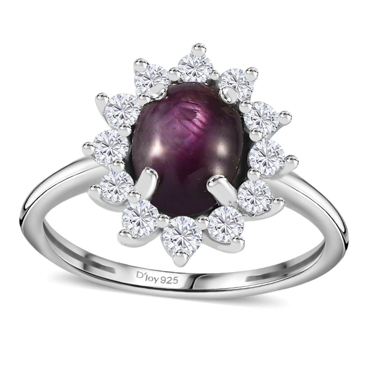 Indian Star Ruby and Moissanite Shining Star Ring in Rhodium Over Sterling Silver (Size 10.0) 2.65 ctw image number 0