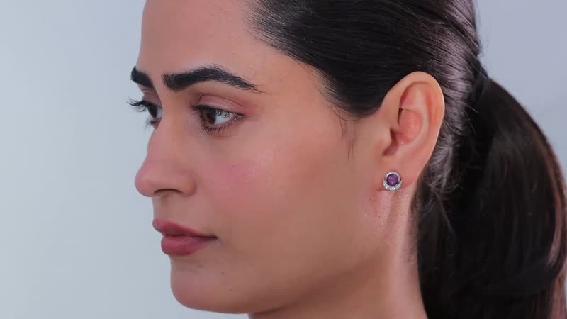 Indian Star Ruby and White Zircon Star and Moon Earrings in Rhodium Over Sterling Silver 3.65 ctw