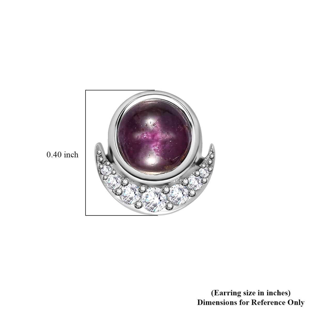 Indian Star Ruby and White Zircon Star and Moon Earrings in Rhodium Over Sterling Silver 3.65 ctw image number 4