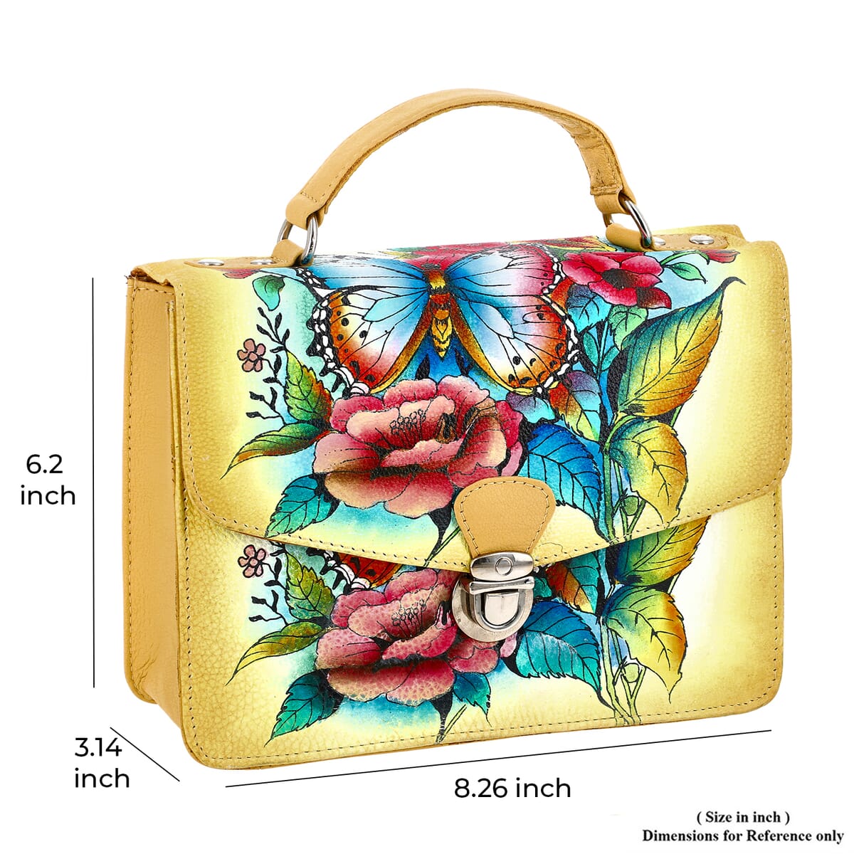 Sukriti Beige Floral Hand Painted Genuine Leather Crossbody Bag With Adjustable Strap image number 4