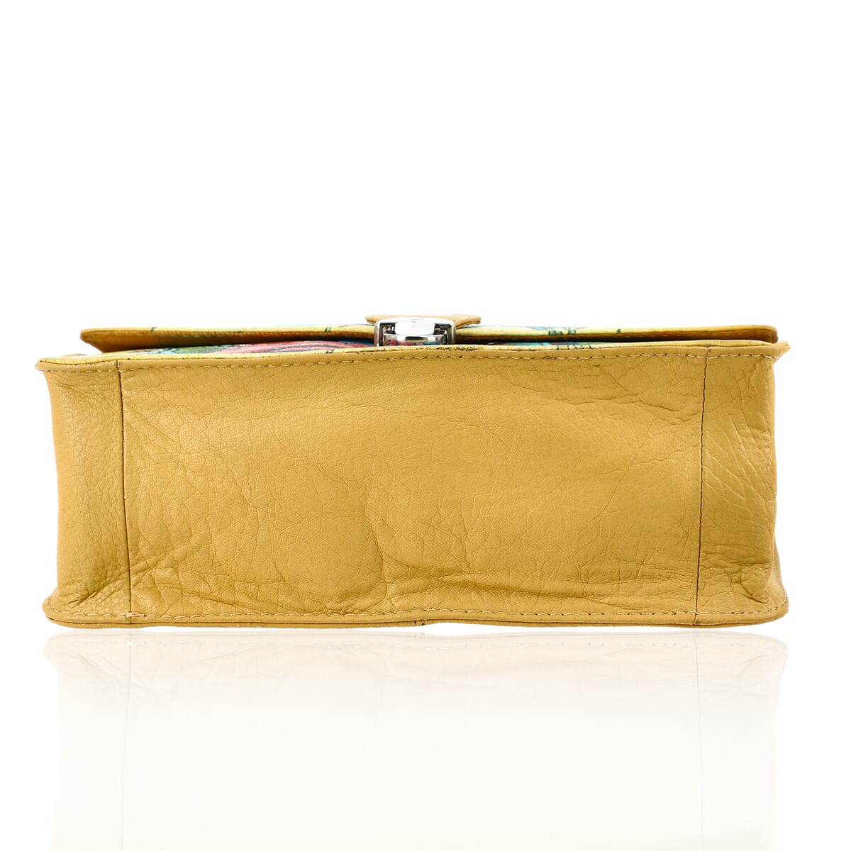 Sukriti Beige Floral Hand Painted Genuine Leather Crossbody Bag With Adjustable Strap image number 7