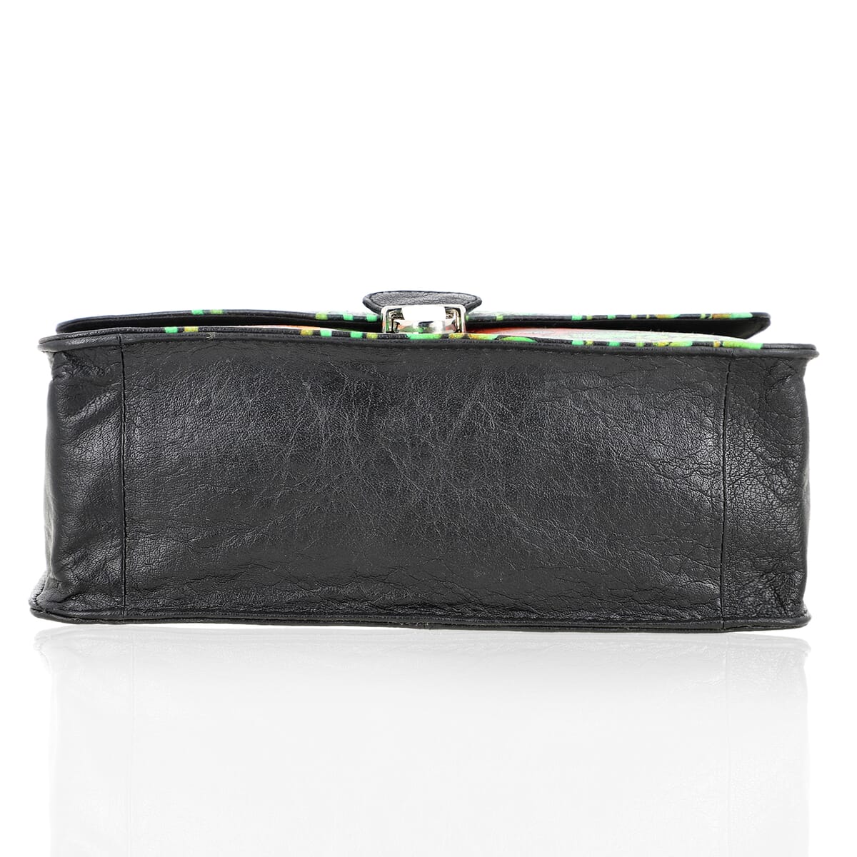 Sukriti Black Floral Hand Painted Genuine Leather Crossbody Bag With Adjustable Strap image number 7