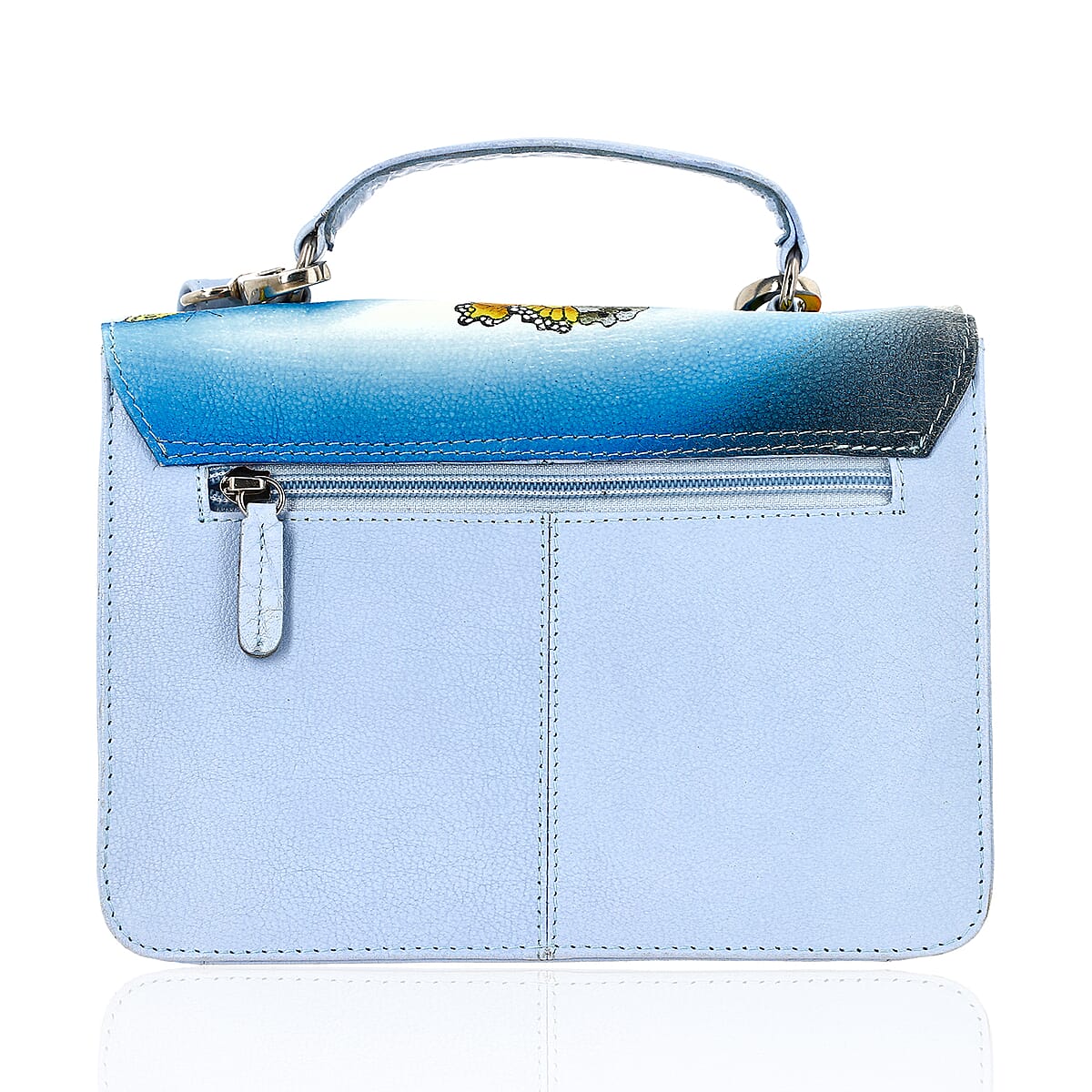 Sukriti White Floral Hand Painted Genuine Leather Crossbody Bag With Adjustable Strap image number 5
