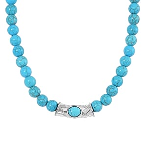 Blue howlite 330.00 ctw Necklace in Silvertone 18 Inches