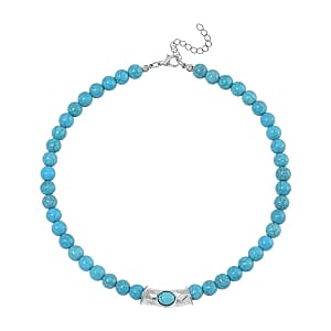 Blue howlite 330.00 ctw Necklace in Silvertone 18 Inches