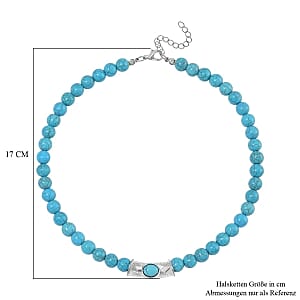 Blue howlite 330.00 ctw Necklace in Silvertone 18 Inches