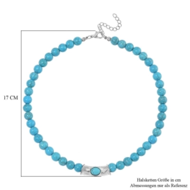 Blue howlite 330.00 ctw Necklace in Silvertone 18 Inches