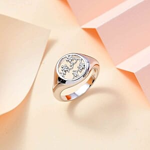 Rhodium Over Sterling Silver Ring (Size 10) 3.90 g