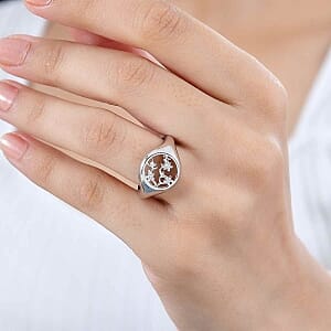 Rhodium Over Sterling Silver Ring (Size 10) 3.90 g