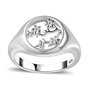 Rhodium Over Sterling Silver Ring (Size 10) 3.90 g