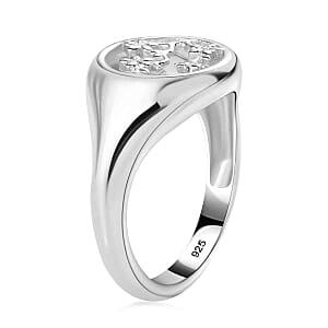 Rhodium Over Sterling Silver Ring (Size 10) 3.90 g