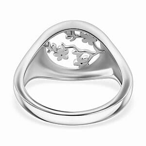 Rhodium Over Sterling Silver Ring (Size 10) 3.90 g