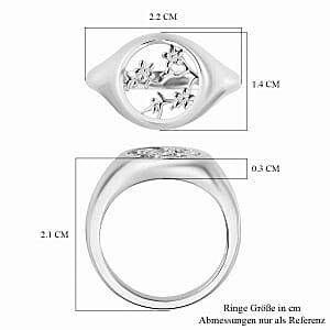 Rhodium Over Sterling Silver Ring (Size 10) 3.90 g