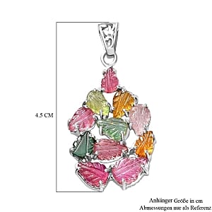 Multi-Tourmaline Fancy 5.50 ctw Pendant in Rhodium Over Sterling Silver