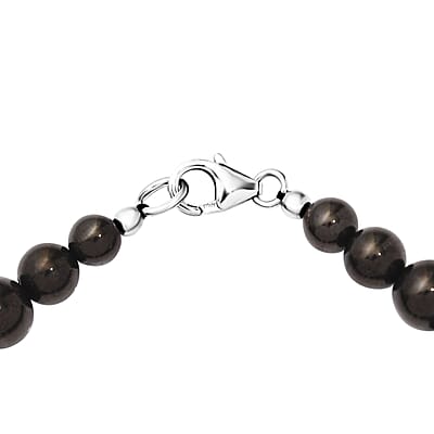JCK Deal Elite Shungite with Multi Gemstone 7 Chakra Beaded Stretch Bracelet in Rhodium Over Sterling Silver 61.50 ctw