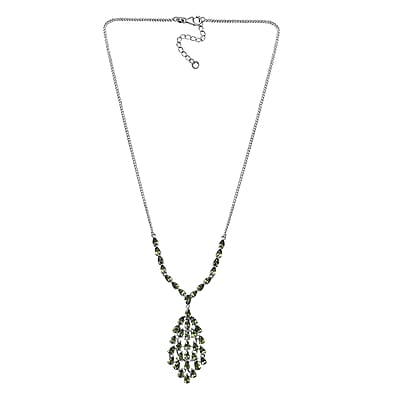 D'Joy Andranomaro Green Apatite Waterfall Necklace 18-20 Inches in Rhodium Over Sterling Silver 10.40 ctw
