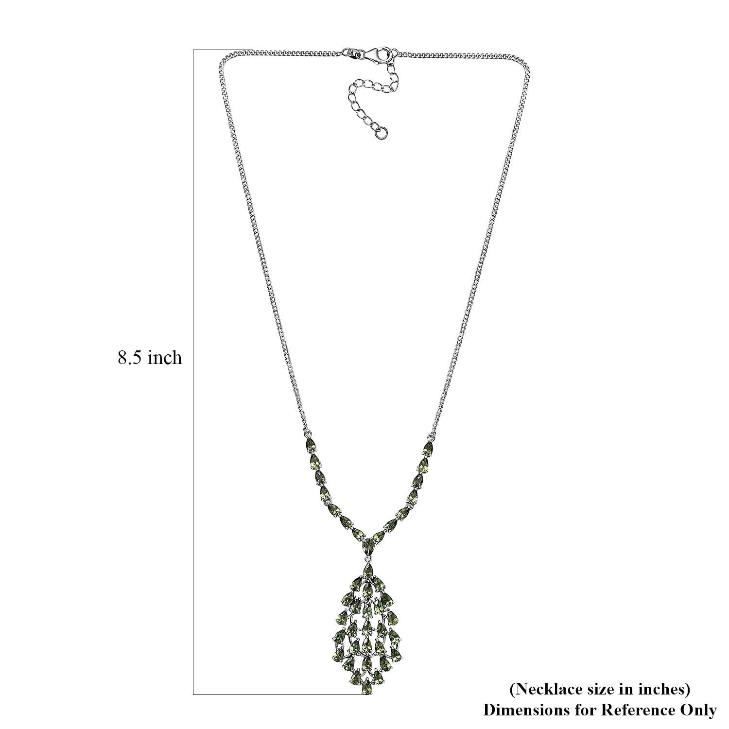 D'Joy Andranomaro Green Apatite Waterfall Necklace 18-20 Inches in Rhodium Over Sterling Silver 10.40 ctw