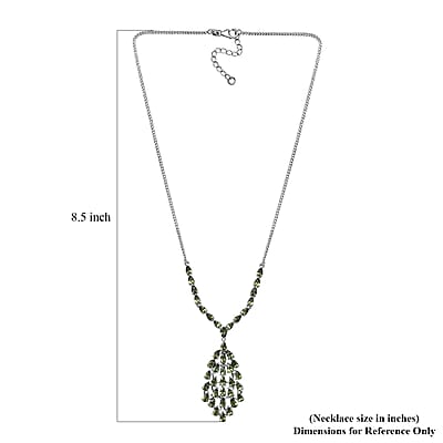D'Joy Andranomaro Green Apatite Waterfall Necklace 18-20 Inches in Rhodium Over Sterling Silver 10.40 ctw