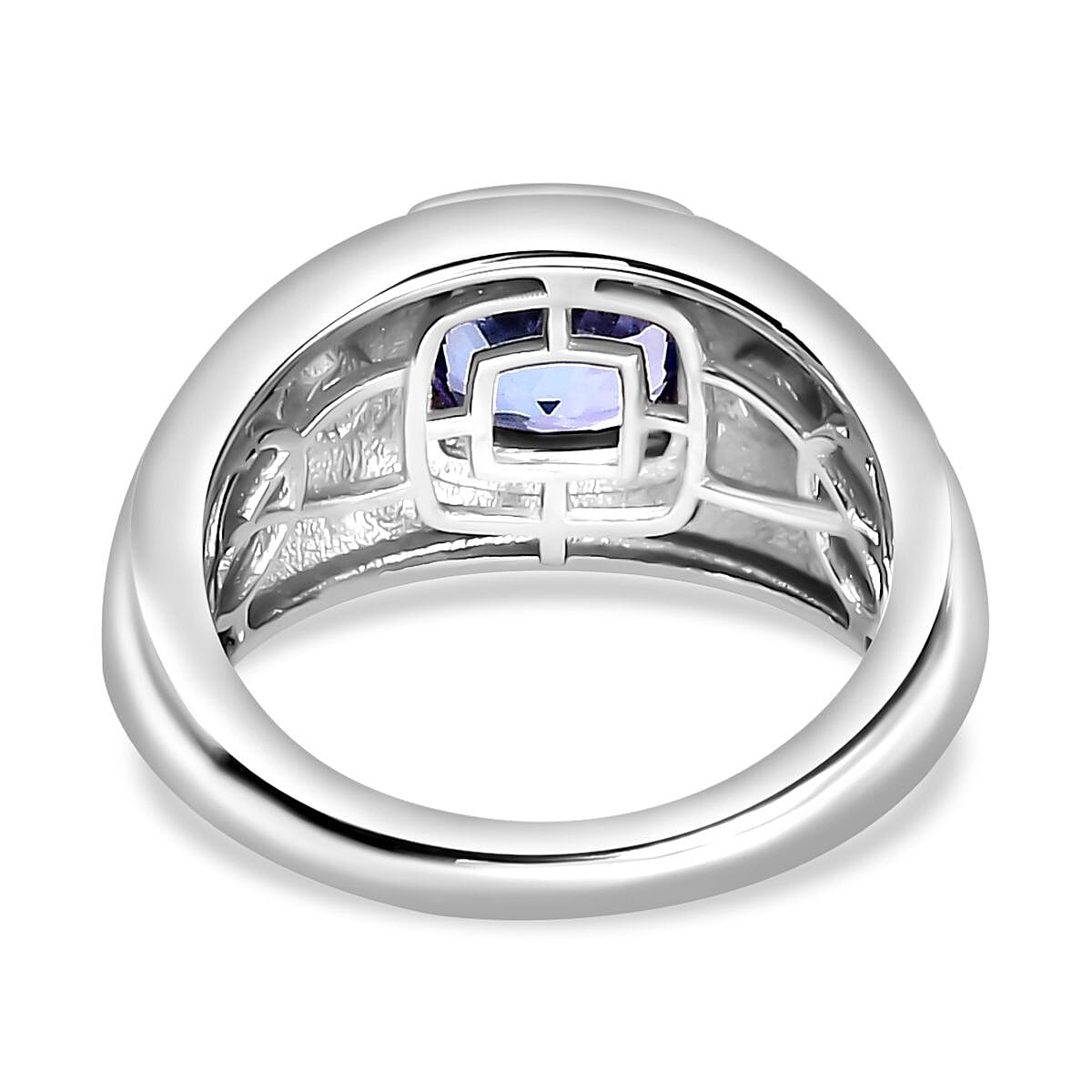 Tanzanite and Moissanite 1.82 ctw Ring in Rhodium Over Sterling Silver (Size 6.5)