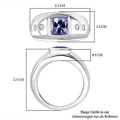 Tanzanite and Moissanite 1.82 ctw Ring in Rhodium Over Sterling Silver (Size 6.5)