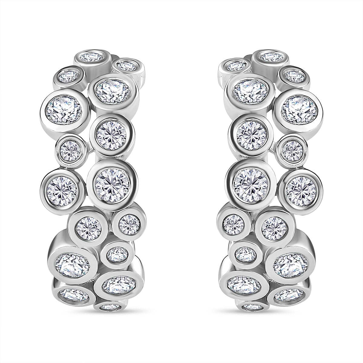 D'Joy Moissanite Bubble Earrings in Rhodium Over Sterling Silver 2.85 ctw