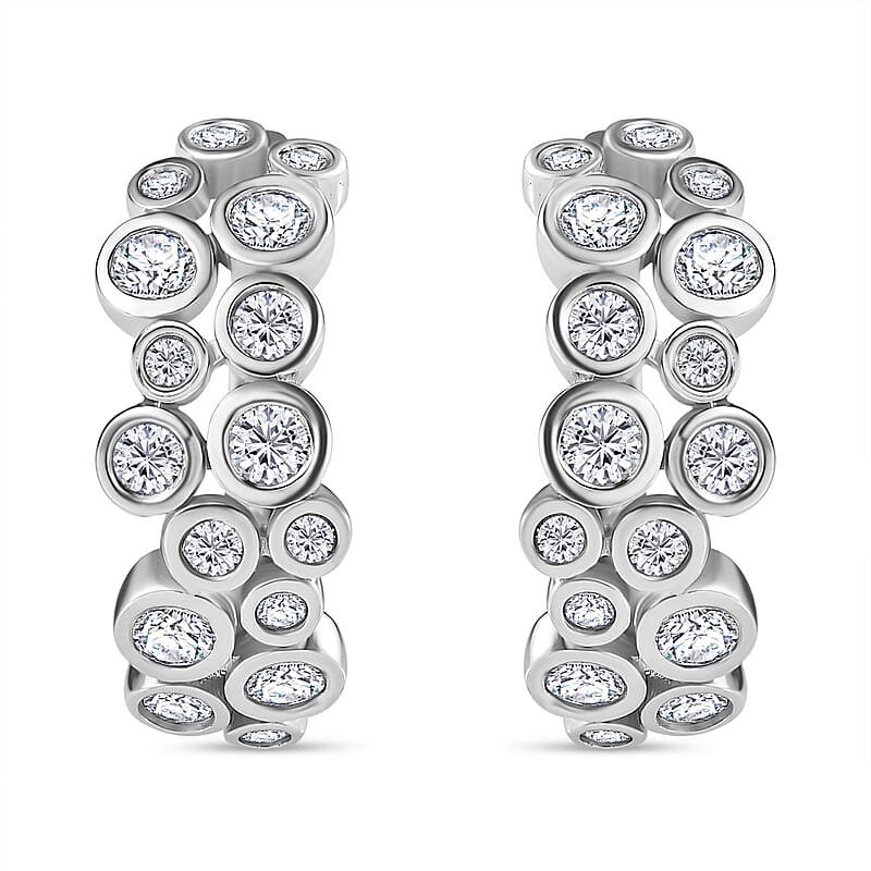 D'Joy Moissanite Bubble Earrings in Rhodium Over Sterling Silver 2.85 ctw