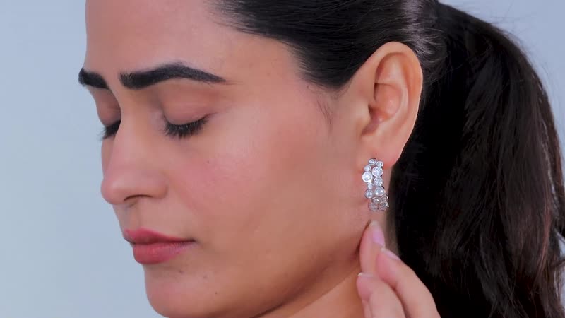 Moissanite Bubble Earrings in Rhodium Over Sterling Silver 2.85 ctw