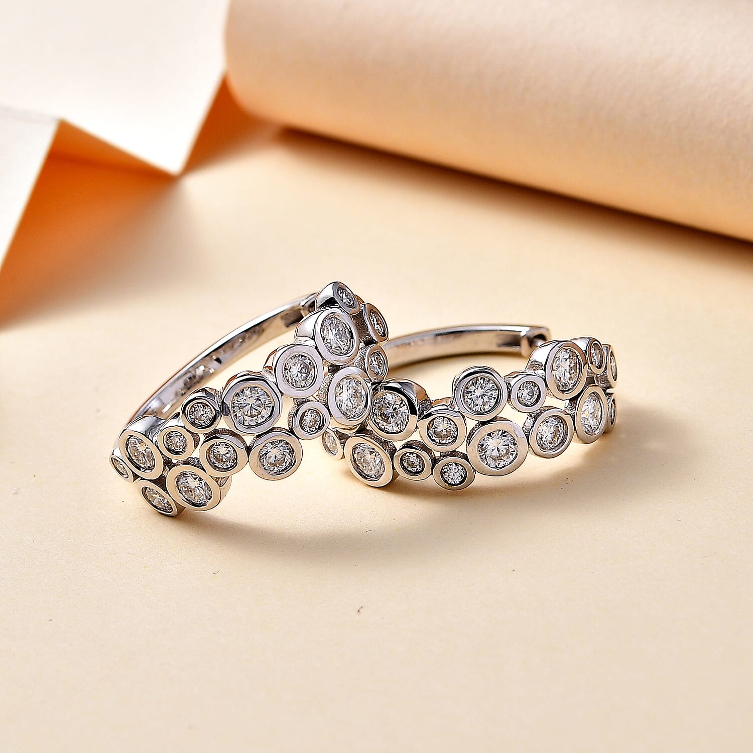 D'Joy Moissanite Bubble Earrings in Rhodium Over Sterling Silver 2.85 ctw