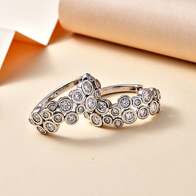 D'Joy Moissanite Bubble Earrings in Rhodium Over Sterling Silver 2.85 ctw