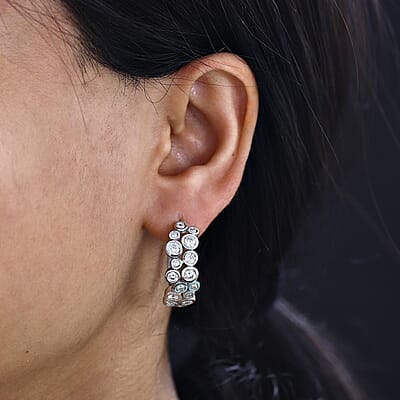 D'Joy Moissanite Bubble Earrings in Rhodium Over Sterling Silver 2.85 ctw